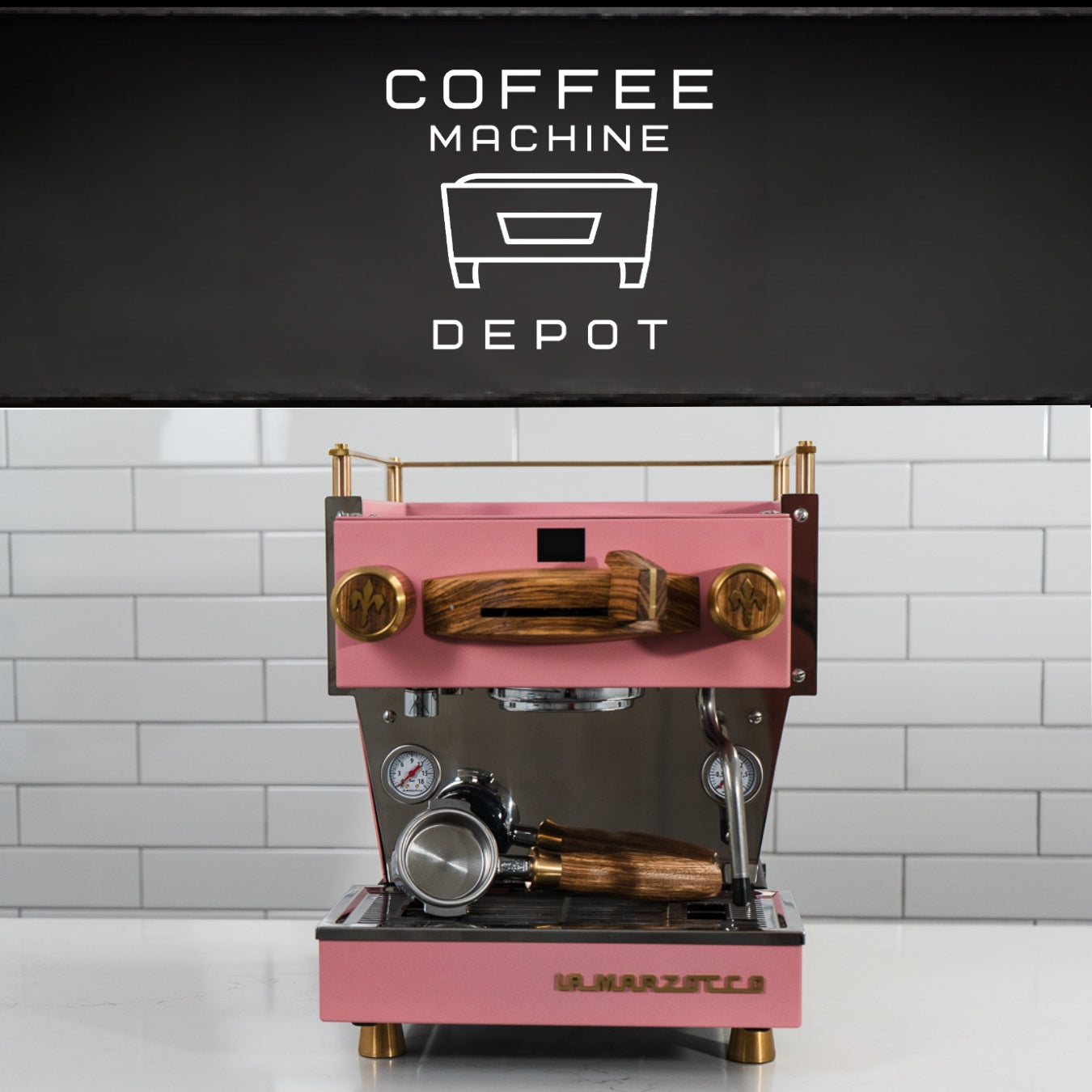 La Marzocco Linea Mini R- Custom Matte Pink with Walnut and Brass Home Espresso Machine