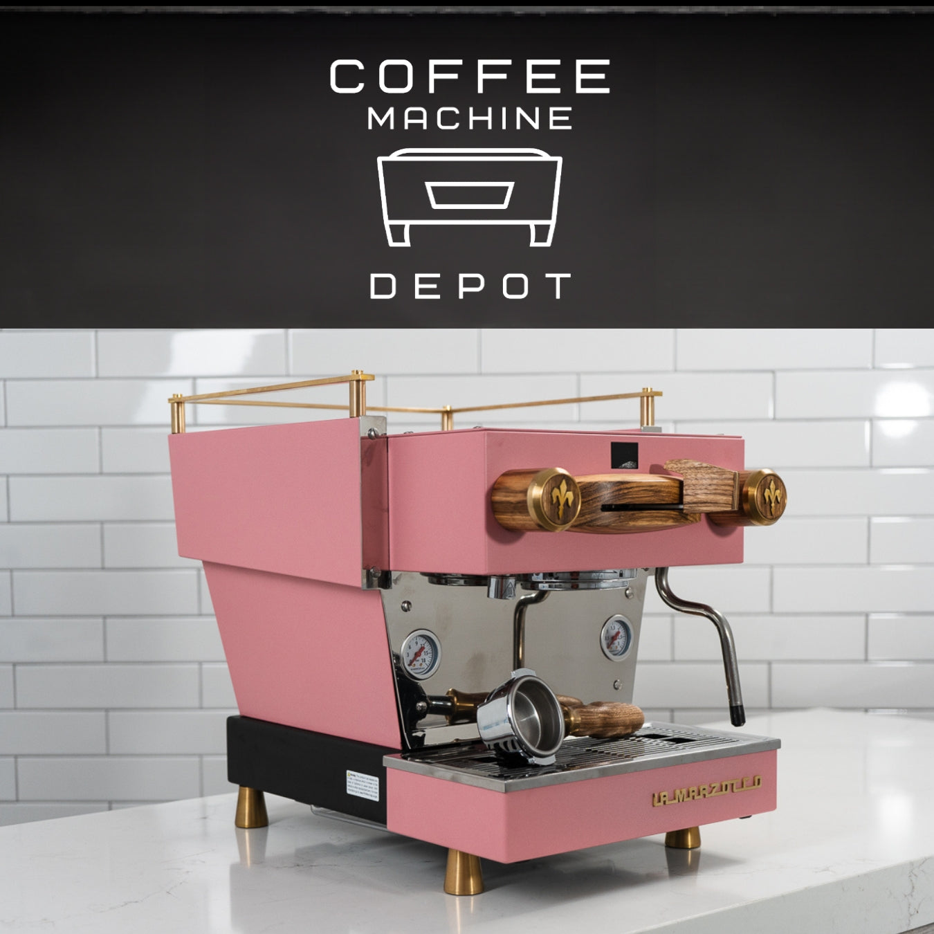La Marzocco Linea Mini R- Custom Matte Pink with Walnut and Brass Home Espresso Machine