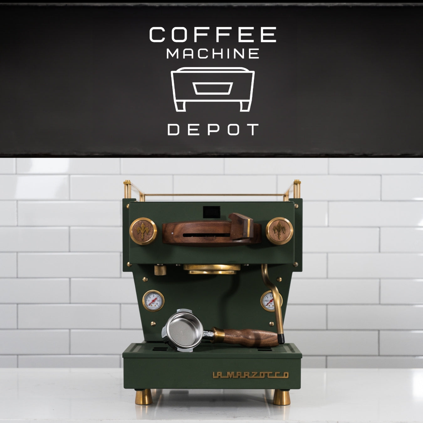 La Marzocco - Linea Mini R- Custom Dark Green with Dark Wood & Brass Home Espresso Machine