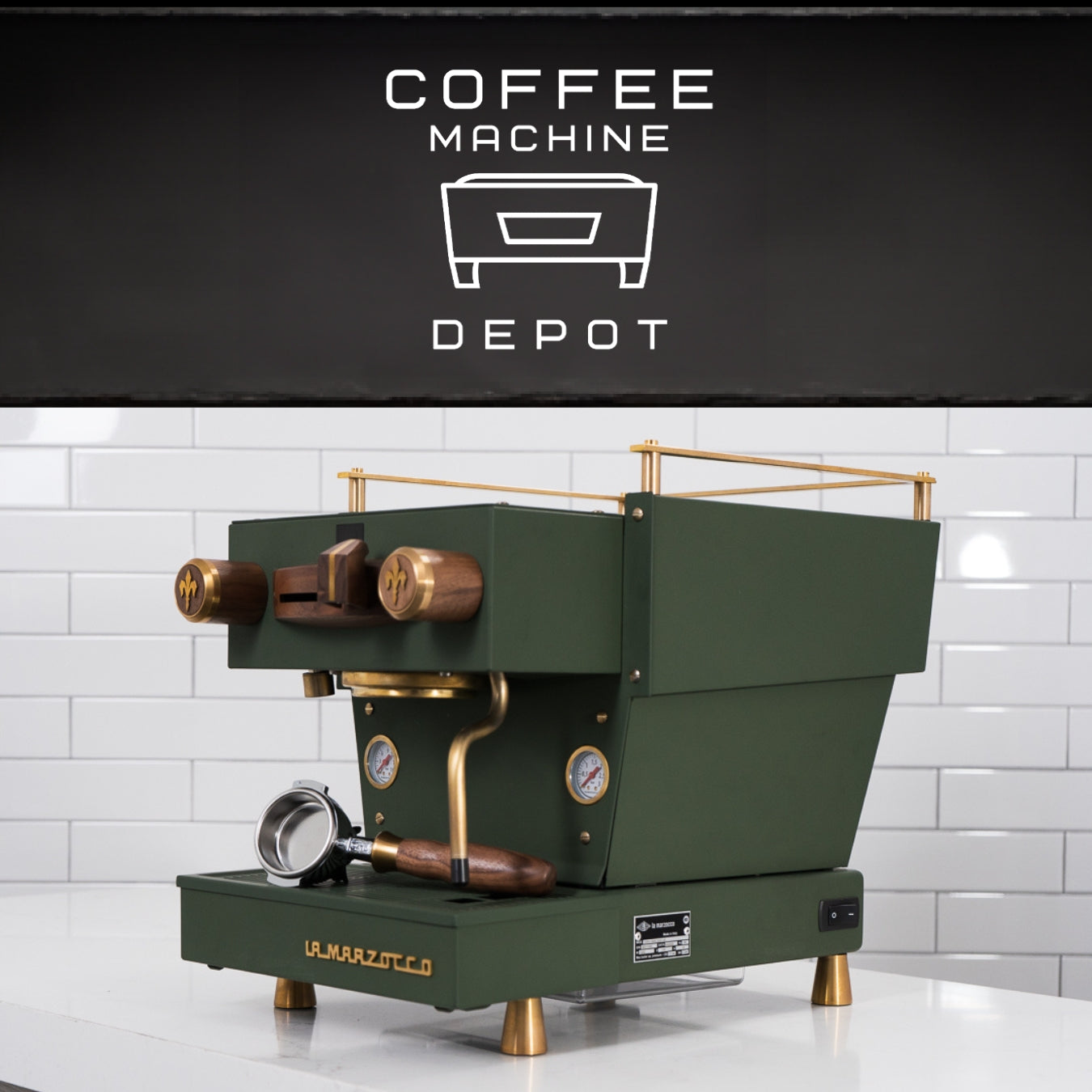 La Marzocco - Linea Mini R- Custom Dark Green with Dark Wood & Brass Home Espresso Machine