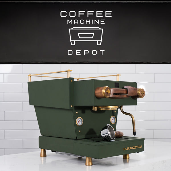 La Marzocco - Linea Mini R- Custom Matte Military Green with Dark Wood & Brass Home Espresso Machine alternate view
