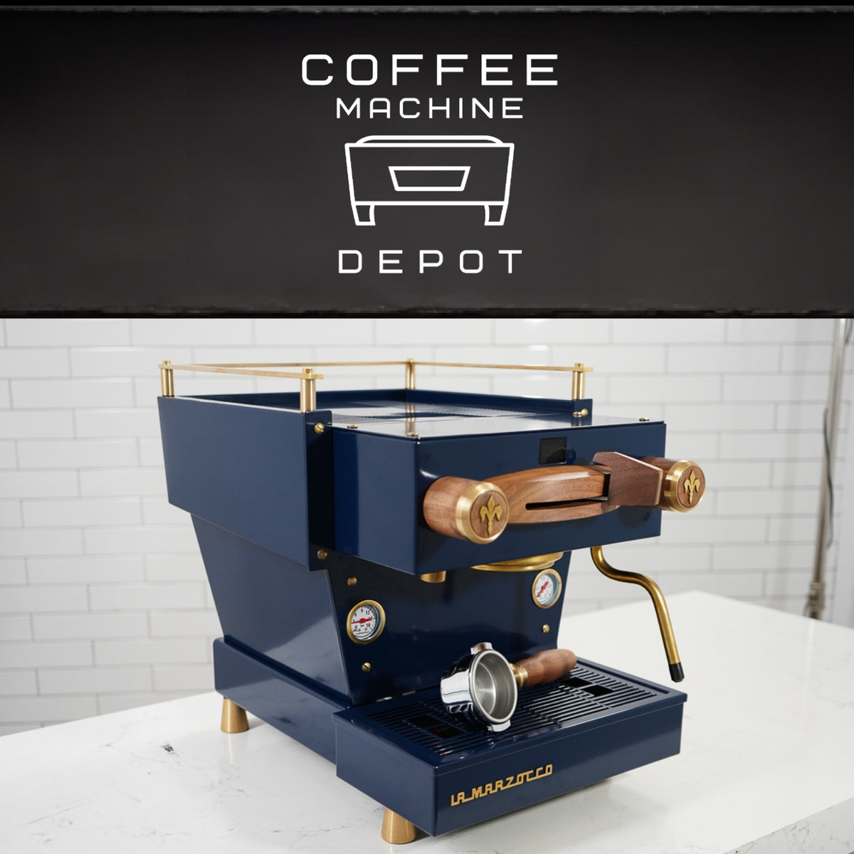 La Marzocco - Linea Mini R- Custom Navy Blue with Wood & Brass Home Es ...