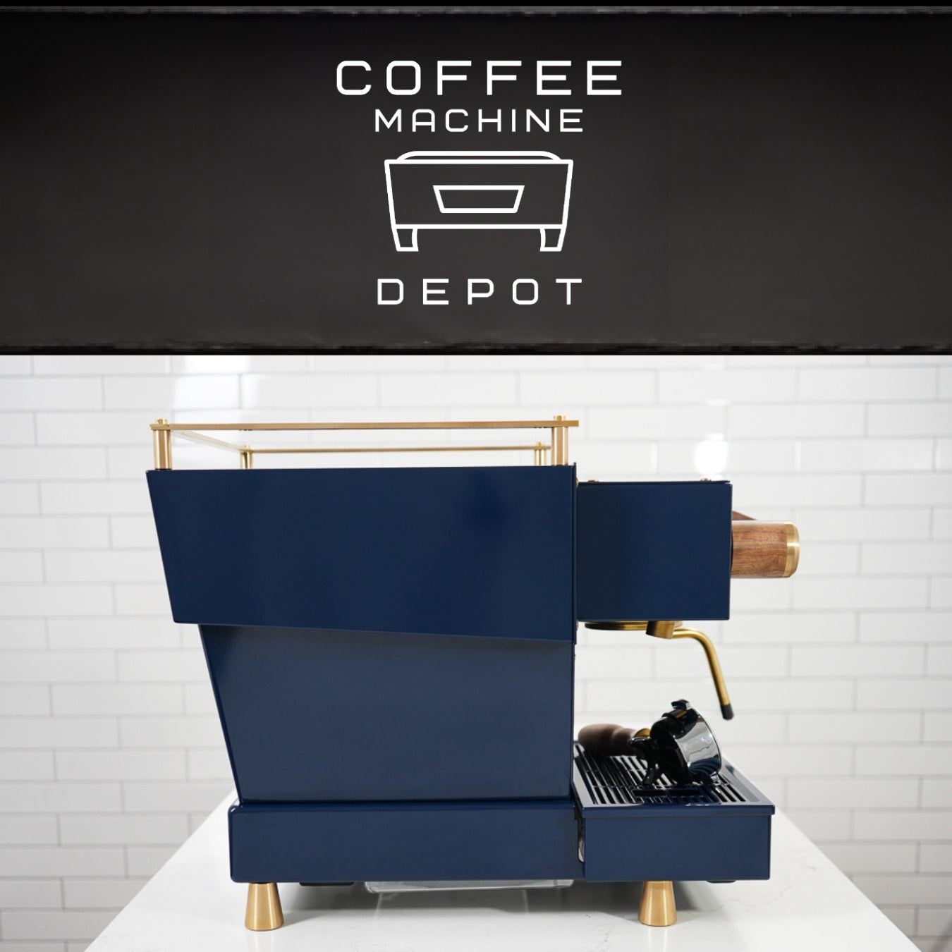 La Marzocco - Linea Mini R- Custom Navy Blue with Wood & Brass Home Espresso Machine