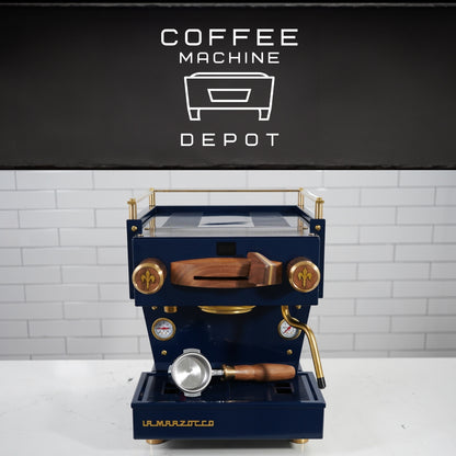 La Marzocco - Linea Mini R- Custom Navy Blue with Wood & Brass Home Espresso Machine