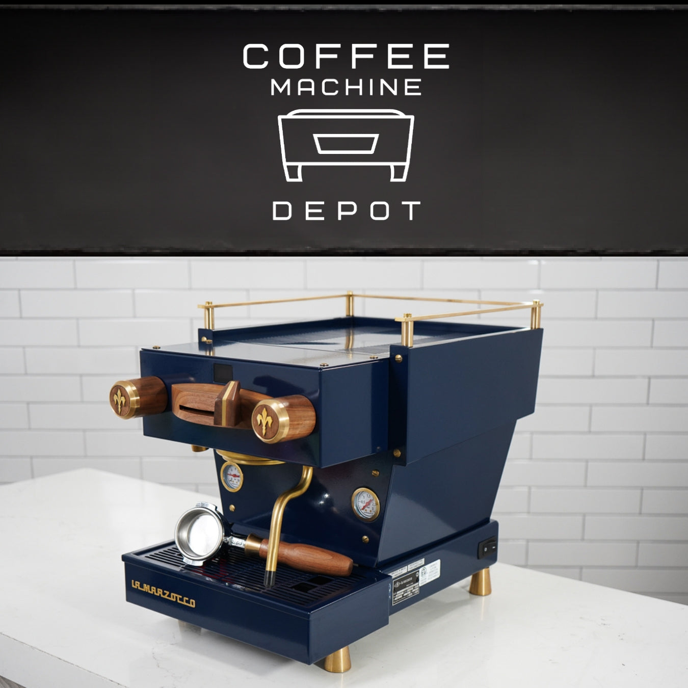 La Marzocco - Linea Mini R- Custom Navy Blue with Wood & Brass Home Espresso Machine