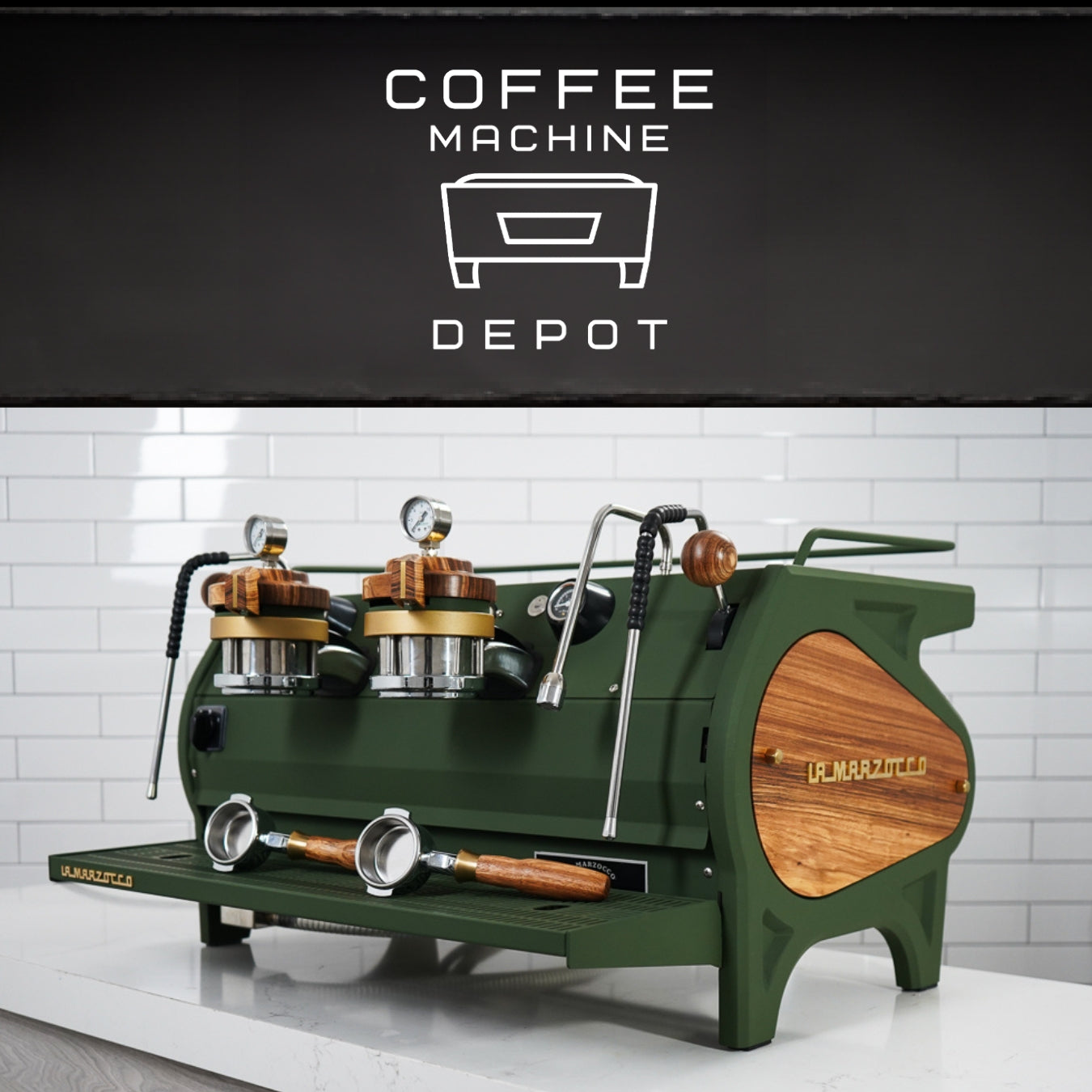 La Marzocco -  Strada MP 2 Group - Custom Military Green With Zebra wood/Brass