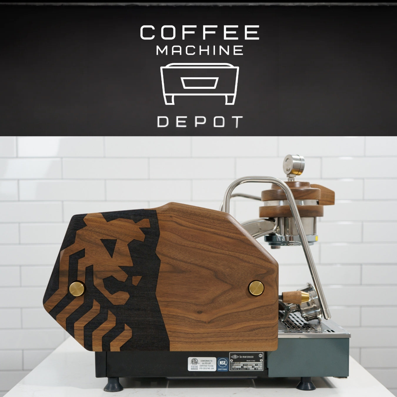 La Marzocco GS3 1 Group MP Espresso Machine- Custom Charcoal with Oak