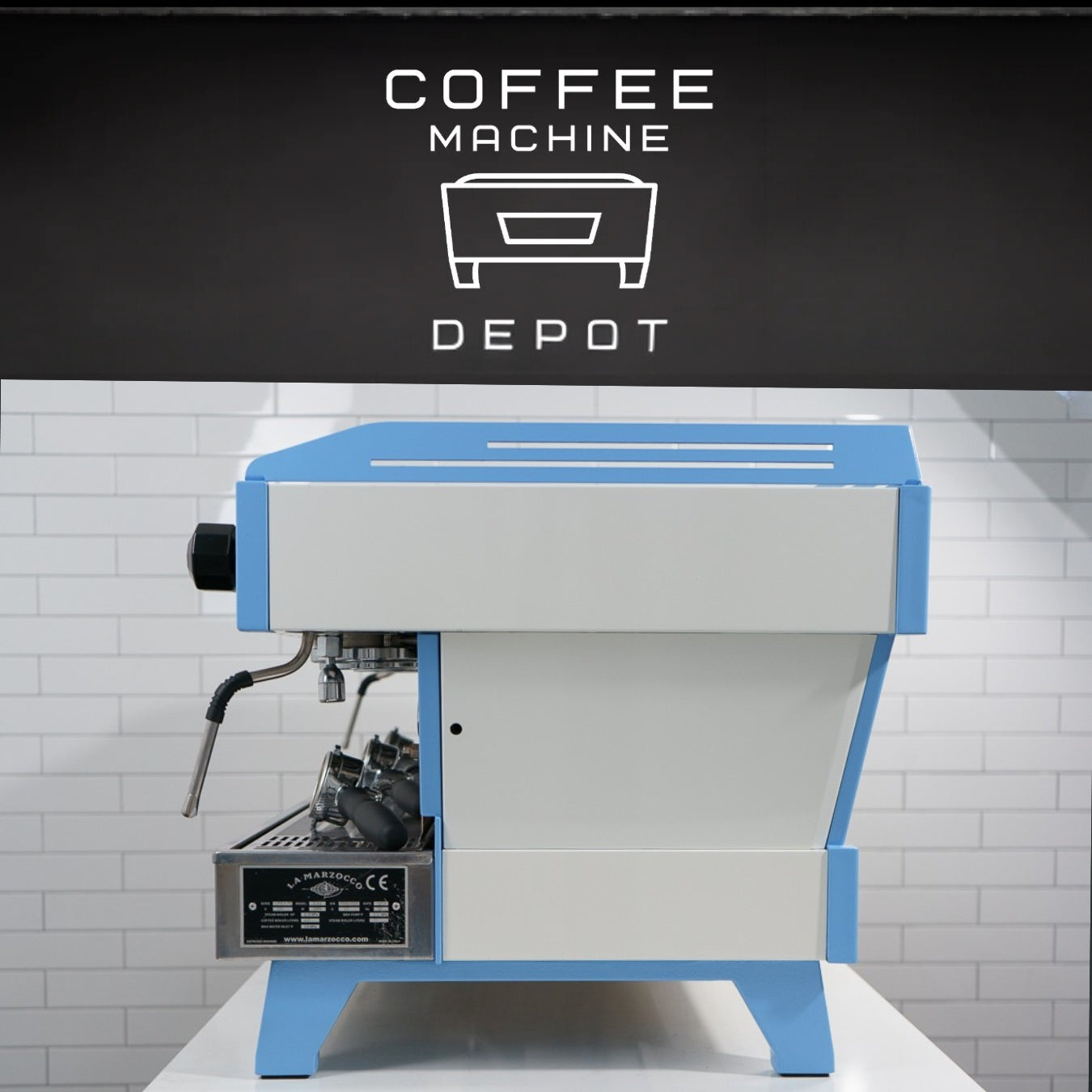 La Marzocco Linea PB Commercial Espresso Machine - Custom White with Sky Blue