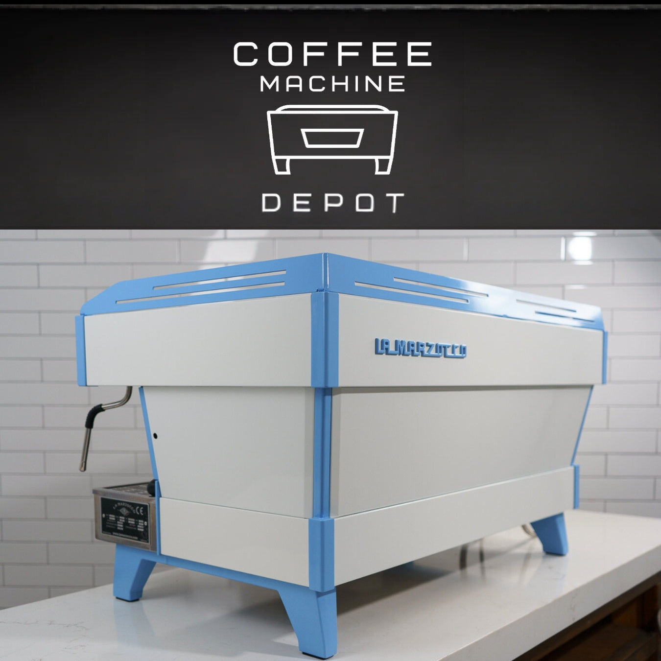 La Marzocco Linea PB Commercial Espresso Machine - Custom White with Sky Blue