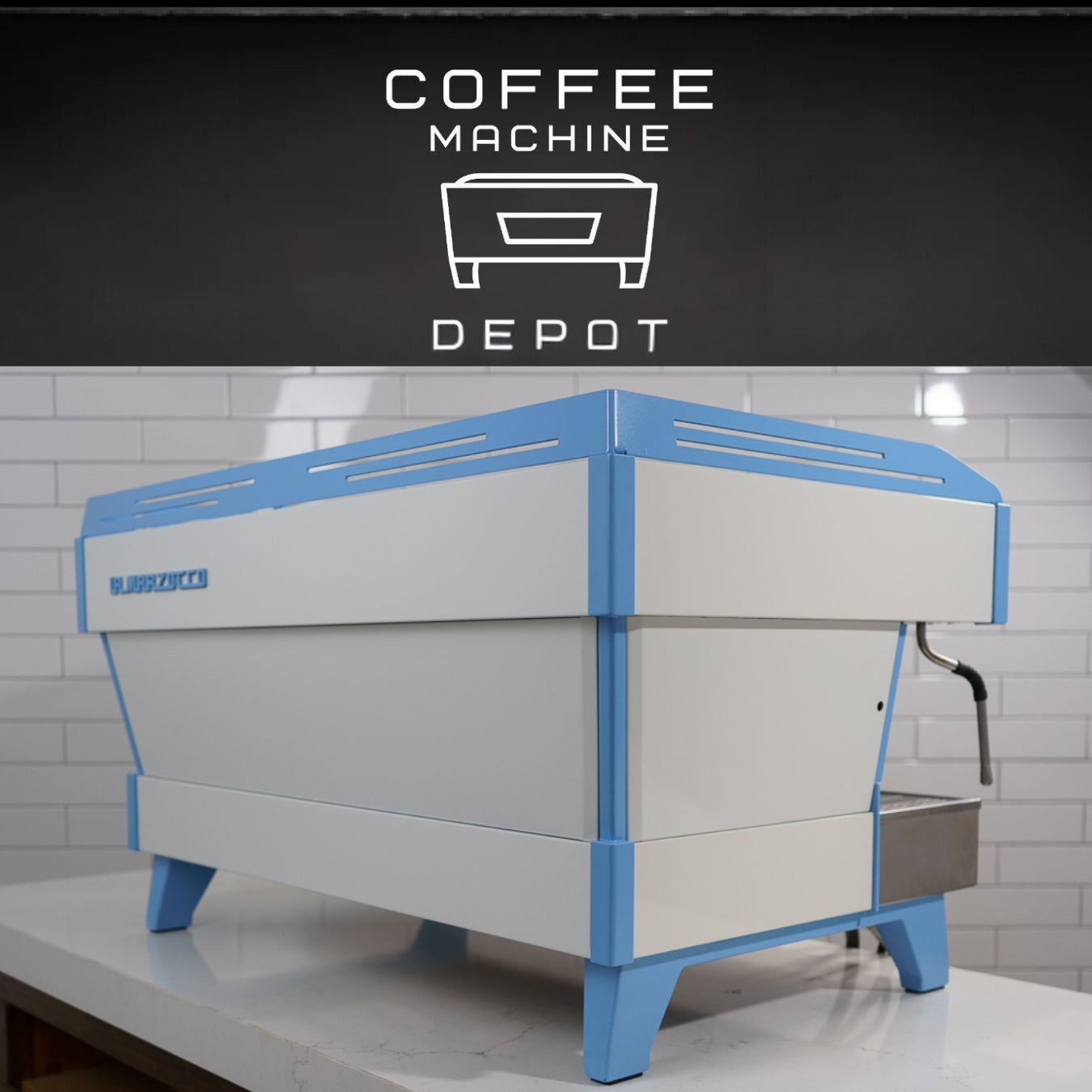 La Marzocco Linea PB Commercial Espresso Machine - Custom White with Sky Blue