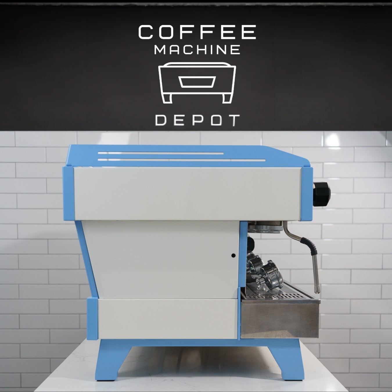 La Marzocco Linea PB Commercial Espresso Machine - Custom White with Sky Blue