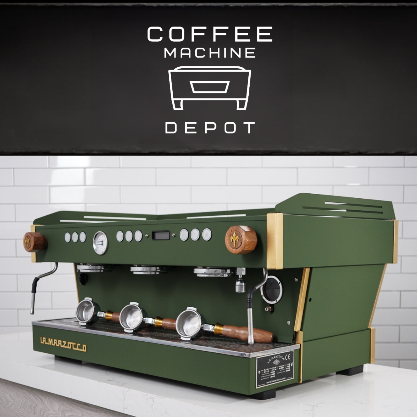 La Marzocco - Linea PB 3 group Commercial Espresso Machine - Custom "Military" Green With wood