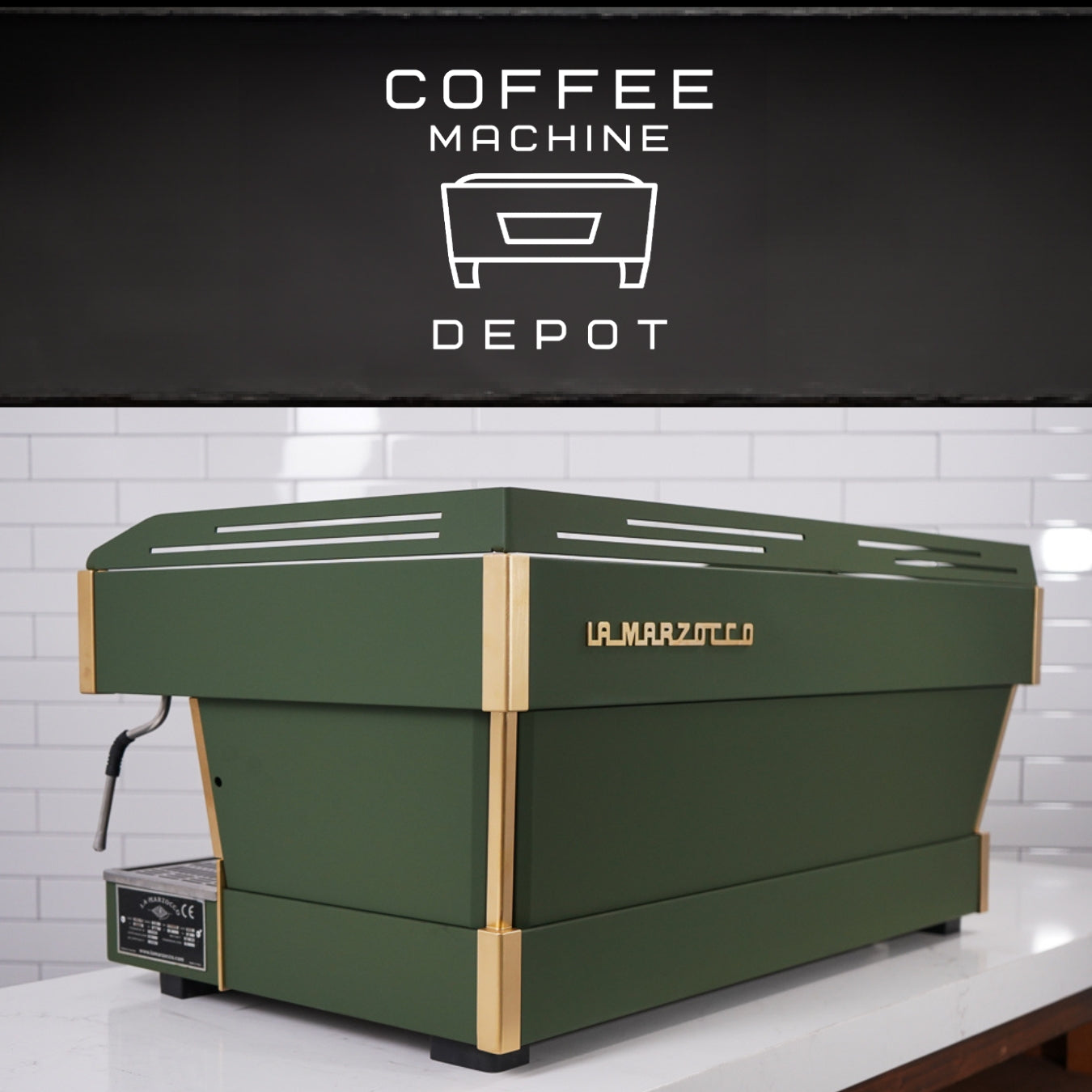 La Marzocco - Linea PB 3 group Commercial Espresso Machine - Custom "Military" Green With wood