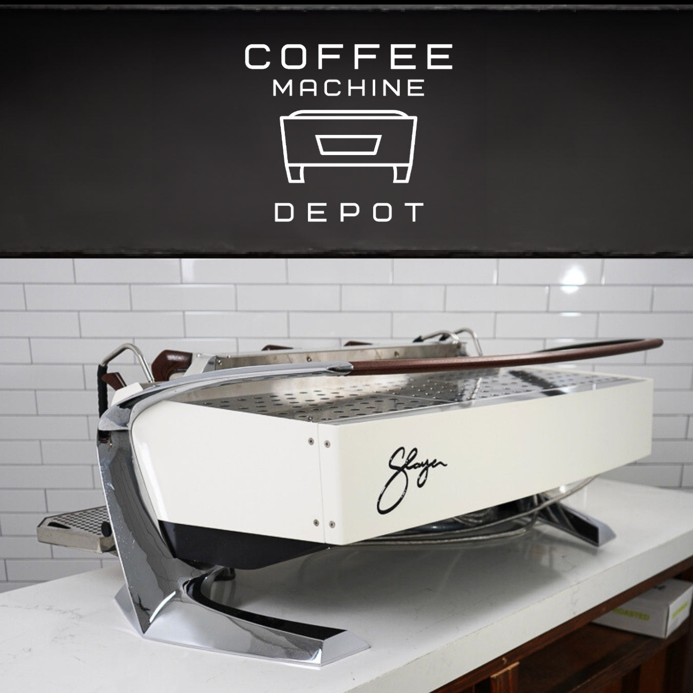 Slayer - Steam LP 3 Group Espresso Machine - Custom White with Wood