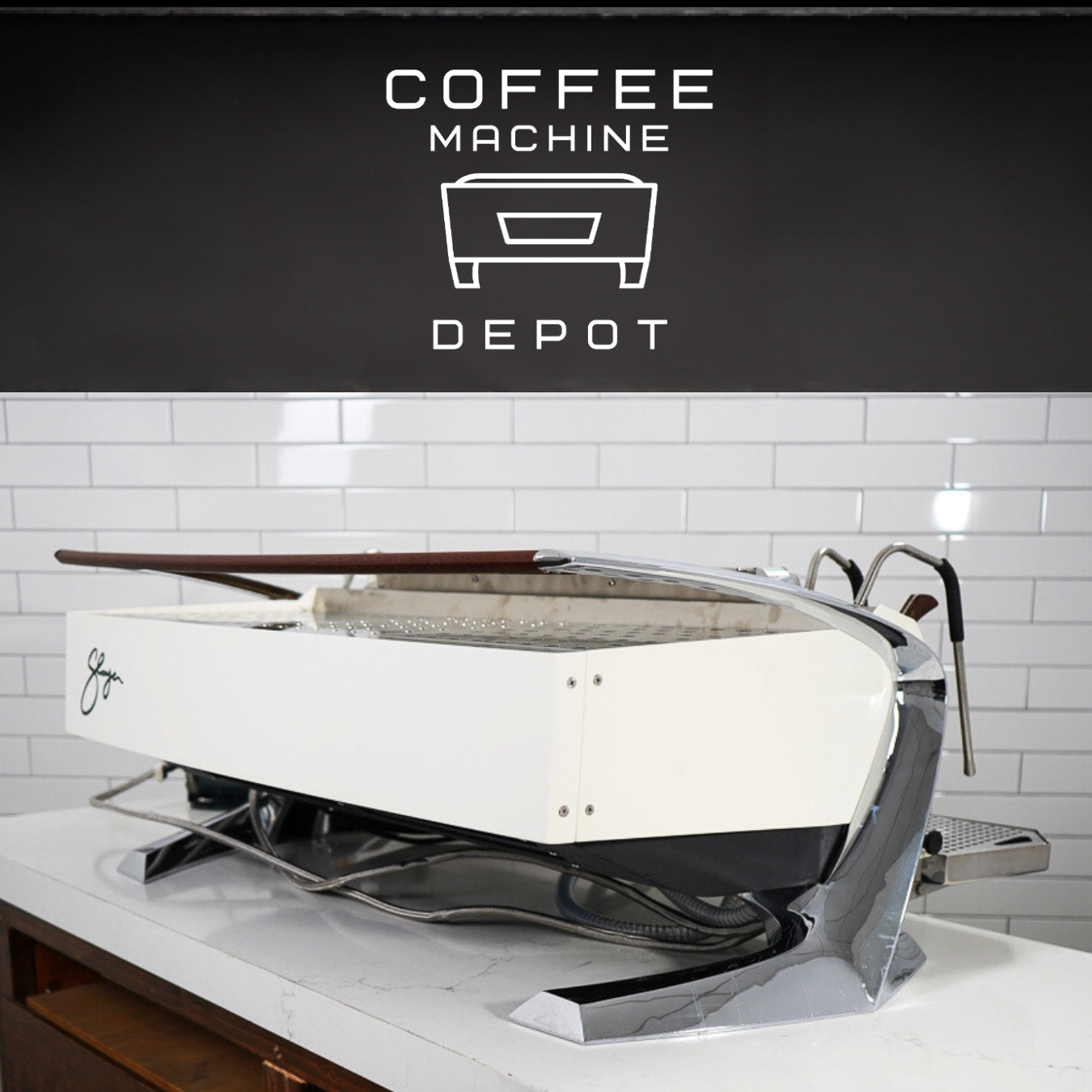 Slayer - Steam LP 3 Group Espresso Machine - Custom White with Wood