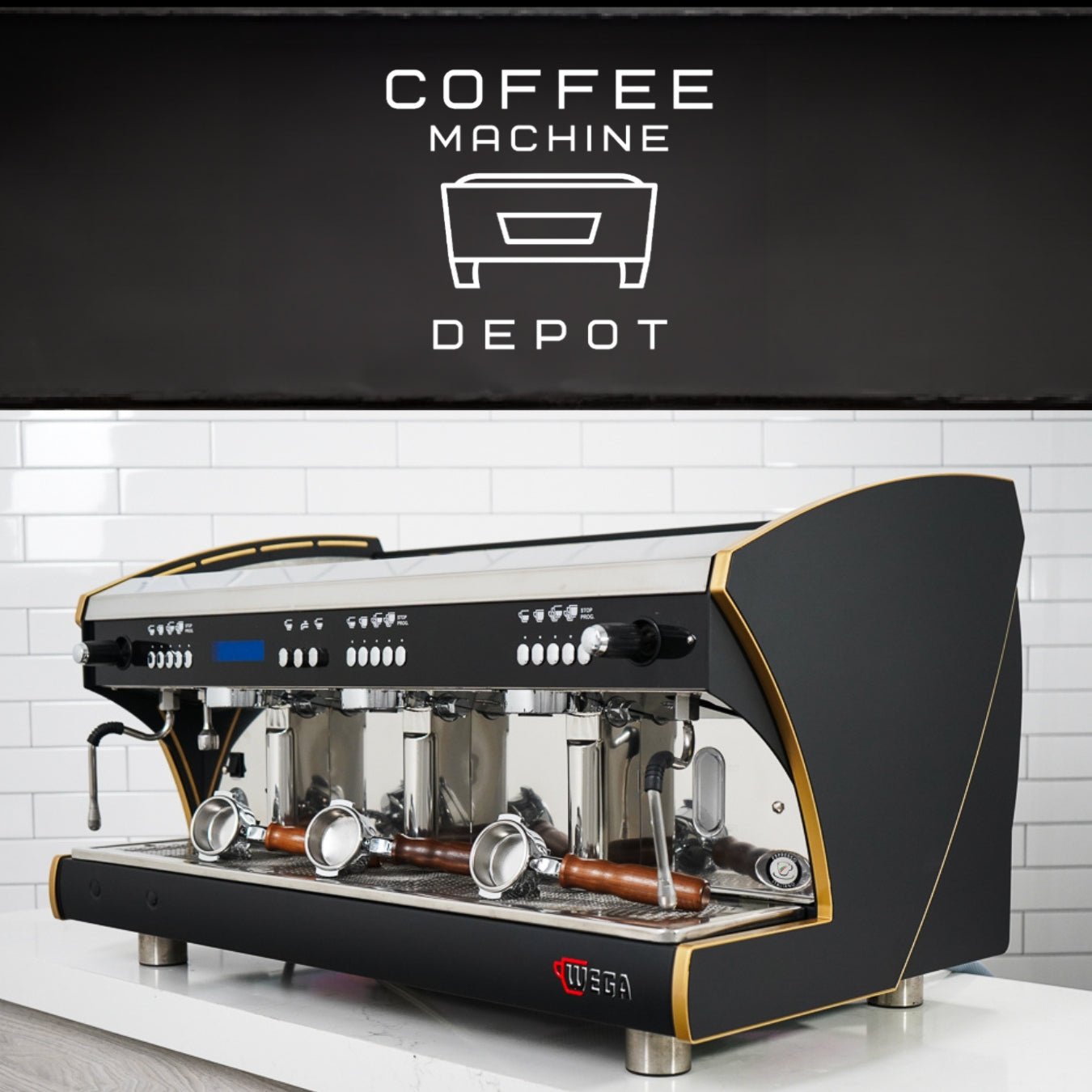 Wega - Polaris EVD Xtra - 3 Group Commercial Espresso Machine - Custom Black & Gold
