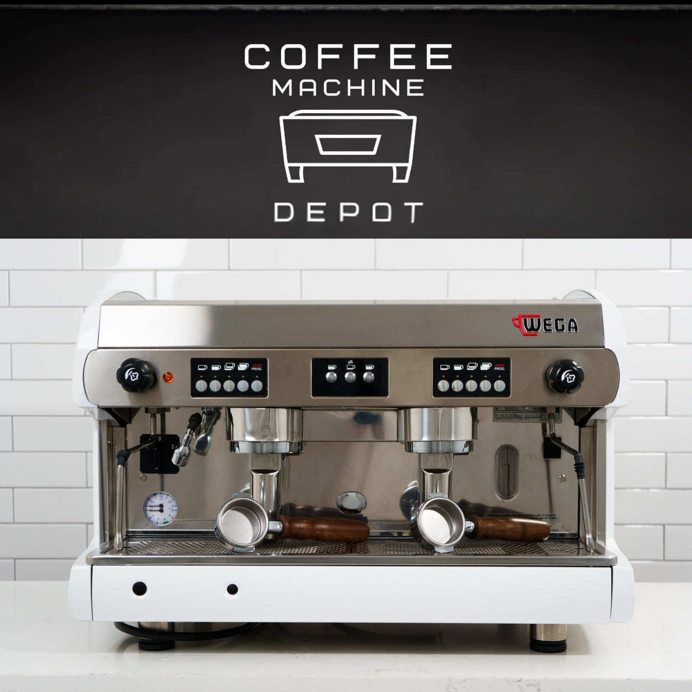 Wega Polaris 2 Group Commercial Espresso Machine - White w/ Wood Handles