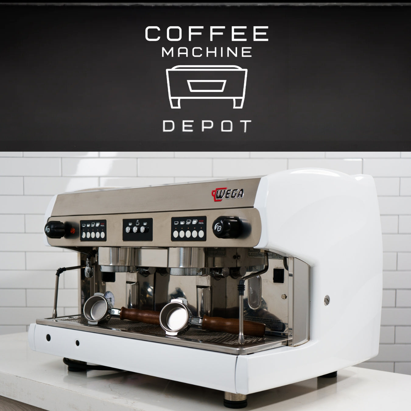 Wega Polaris 2 Group Commercial Espresso Machine - White w/ Wood Handles