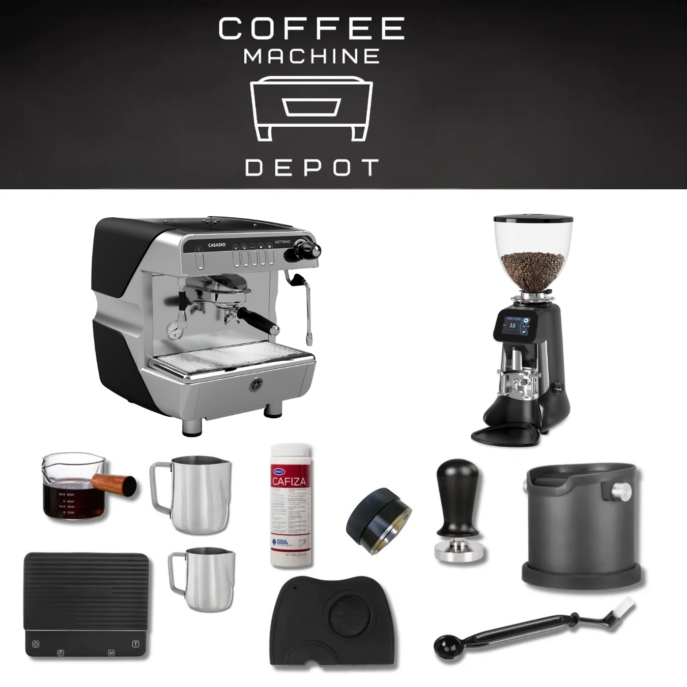 Casadio Nettuno 1 Group with HeyCafe Buddy (Black) Bundle Package