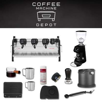 Astoria AB200 3 Group with Fiorenzato F64 E Bundle Package - Black