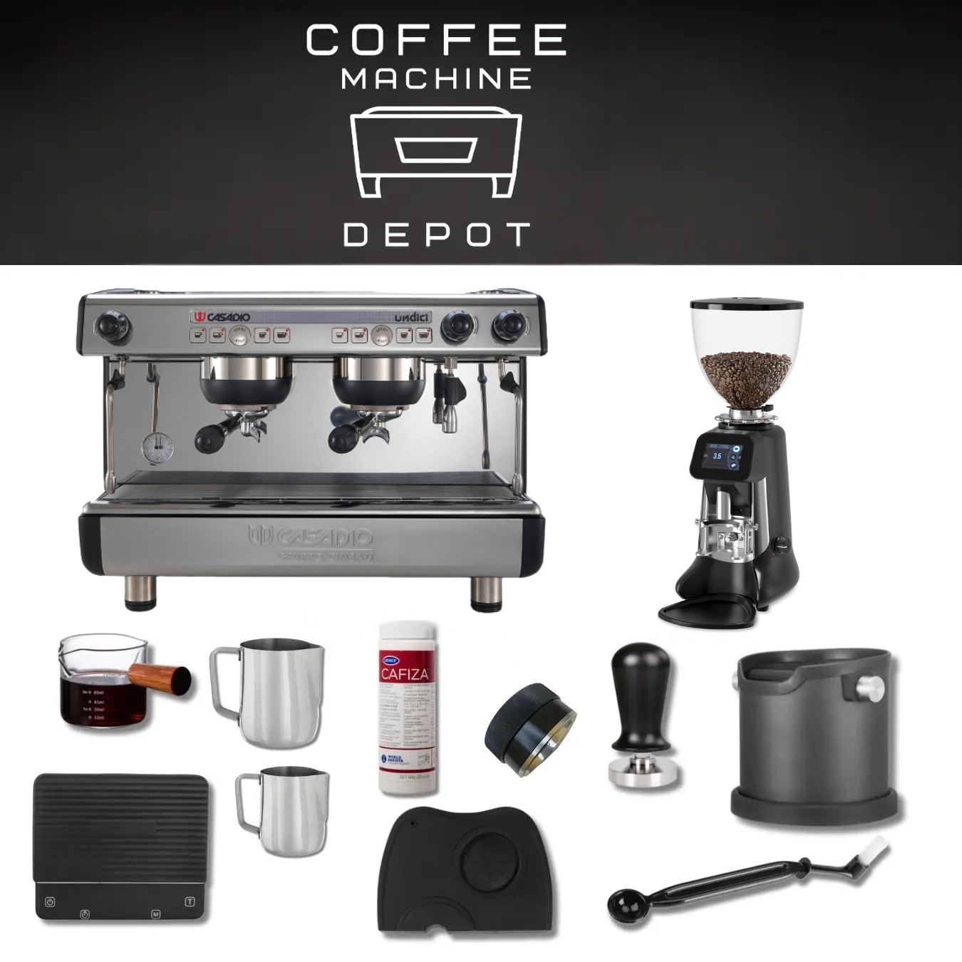 Casadio Undici A 2 Group 110V with HeyCafe Buddy (Black) Bundle Package