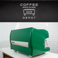 Wega Polaris High Cup 2 Group Custom Green with Wood Commercial Espresso Machine